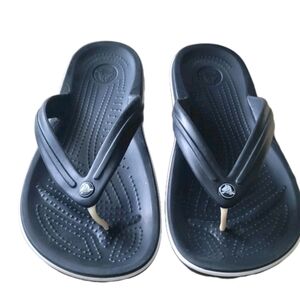 Size 6 (M) 8 (W) Crocs Crocband Flip Flops Black Unisex Sandals